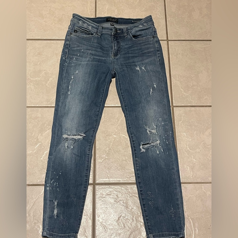 Judy Blue Distressed Blue Women's Skinny Jeans Size 9 - Picture 4 of 10
